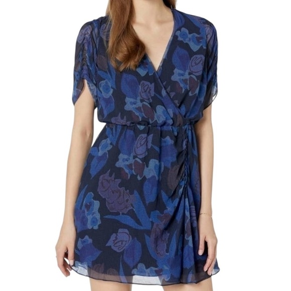 Ted Baker Juleah Mini Dress Ruched Sleeves & Skirt Surplice Neckline Lined NWT - Picture 2 of 16